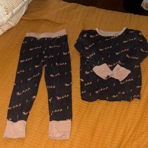 Santa and reindeer black and tan bamboo pajamas